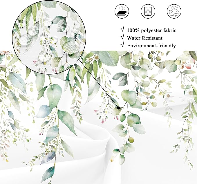 Riyidecor Small Stall Narrow Shower Curtain for Bathroom Decor 48Wx72H Sage Green Eucalyptus Leaves Plants Botanical Spring Floral Art Printed Fabric Polyester Waterproof