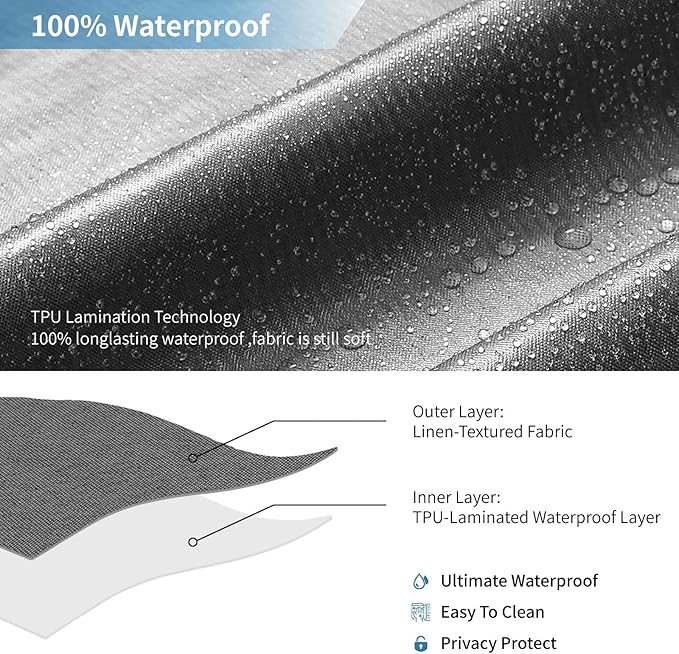 2-in-1 Waterproof Fabric Shower Curtain or Liner,Linen Textured,Breathable TPU & Washable Bathroom Shower Curtain Set with 12 Plastic Hooks,Modern,72"x72" Charcoalgrey