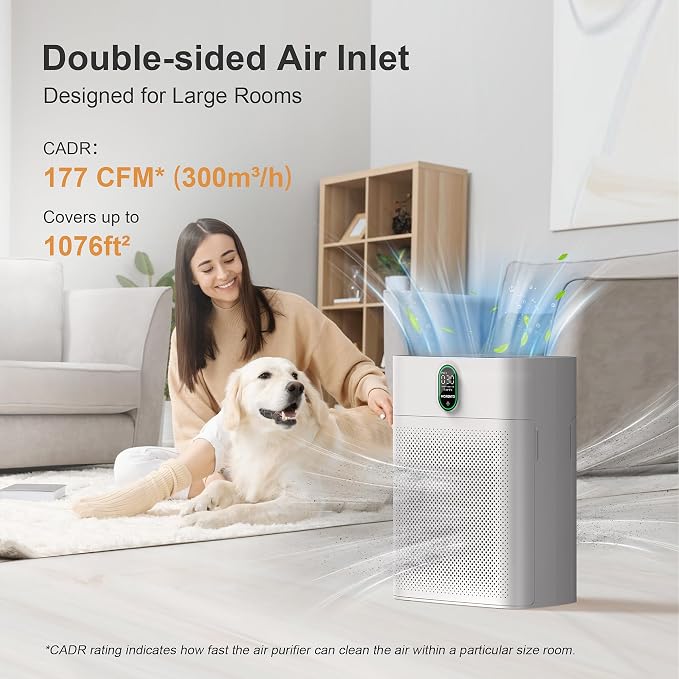 MORENTO Air Purifier for Home Large Room Bedroom Up to 1076 ft², Wi-Fi and - Image 4