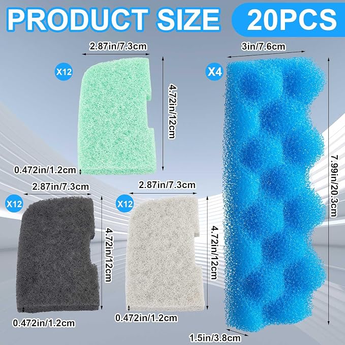20 Pcs Aquarium Filters Replacement Filter Media Kits Compatible - Image 2