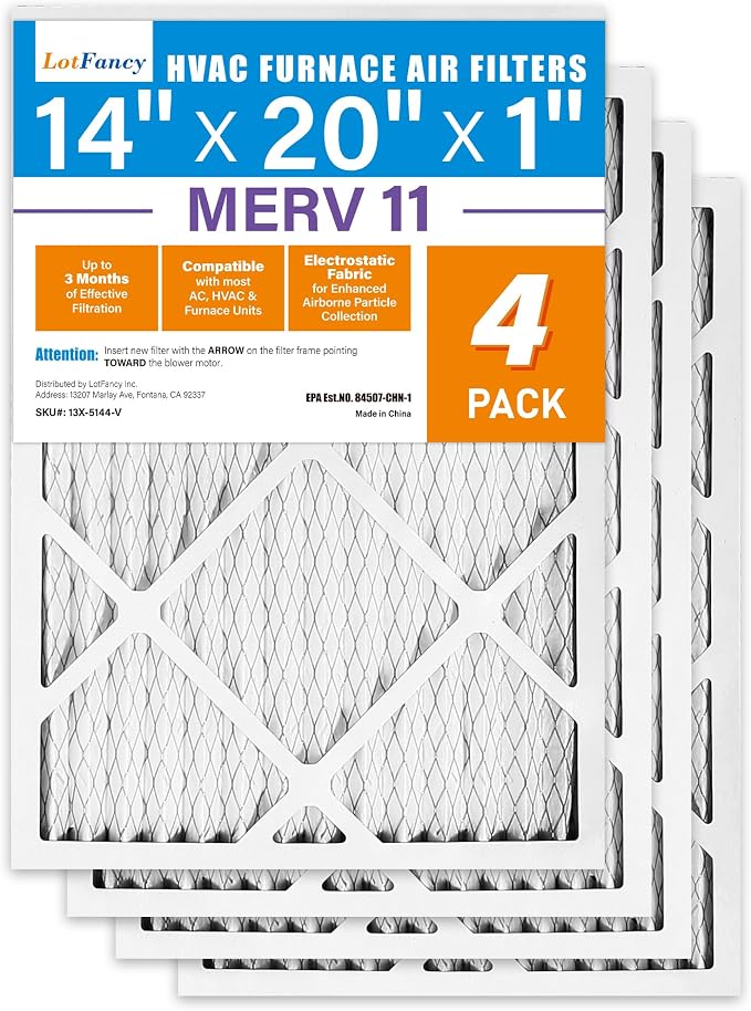 LotFancy 14x20x1 Air Filter MERV 11 4-Pack, Electrostatic Pleated AC Furnace by LotFancy