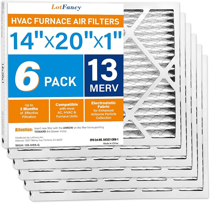 LotFancy 14x20x1 Air Filter MERV 13 6-Pack, Electrostatic Pleated HVAC Furnace - Image 9