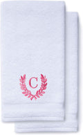Decorative and Monogrammed Hand Towels for Bathroom Kitchen Makeup | Personalized Gift for Wedding-Bridal | Roman Font Custom Luxury Turkish Towel | Spa Collection, Oversized, 16 X 30 Inch, Set of 2