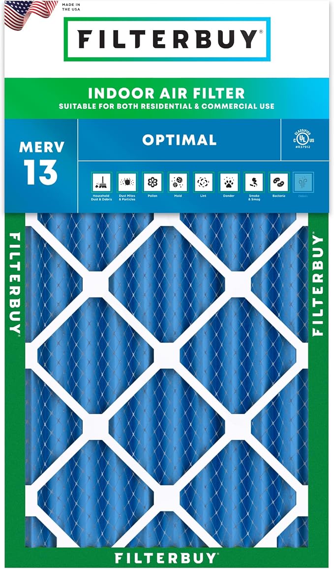 Filterbuy 14x25x4 Air Filter MERV 13 Optimal Smoke & Allergy Defense, by Filterbuy