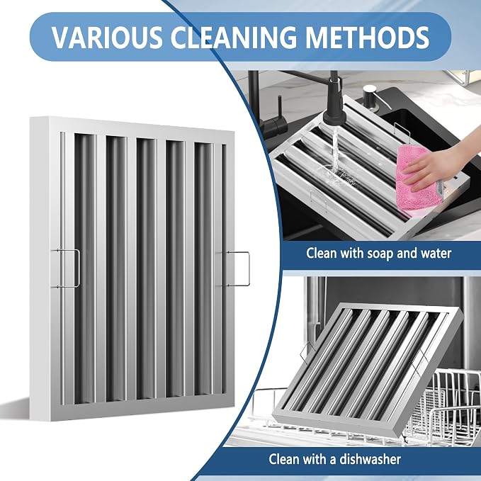 Stainless Steel Commercial Kitchen Hood Filter 19.5W x 19.5H Inch Range Hood - Image 3