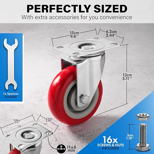 4 Inch Heavy Duty Casters Set of 4, Scratch Resistant & 360 Degree Rotatable - Image 4