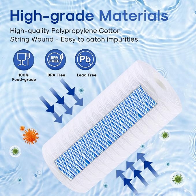 ICEPURE 5 Micron 10”*4.5'' Whole House Sediment String Wound Water Filter - Image 4