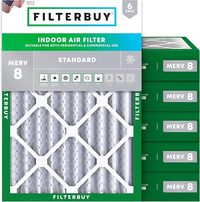 Filterbuy 18x20x4 Air Filter MERV 8 Essential Dust & Allergy Defense, by Filterbuy