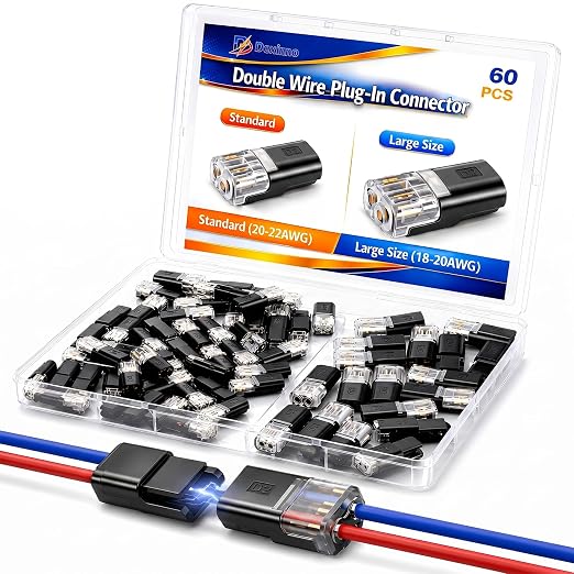 60 PCS Quick Connect Wire Connectors, No Wire Stripping by Daximo
