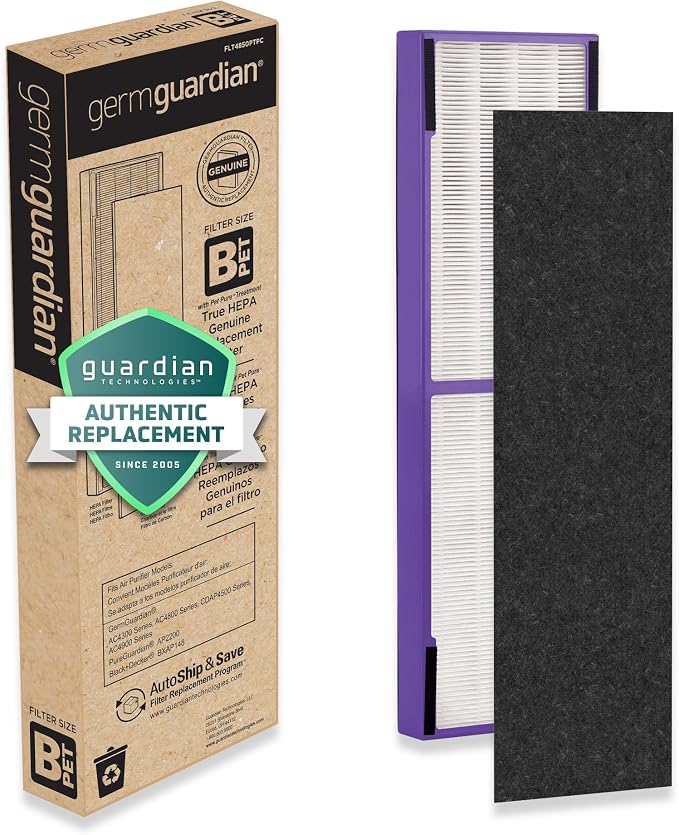 Germ Guardian FLT4850PT True HEPA Genuine Air Purifier Replacement Filter B by GuardianTechnologies