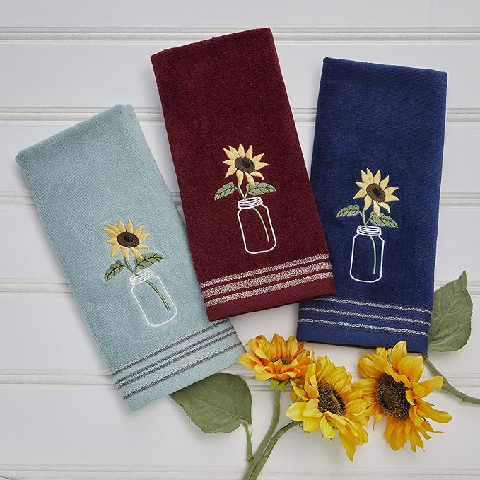 SKL Home by Saturday Knight Ltd. Sunflower in Jar Hand Towel (2-Pack), Aqua