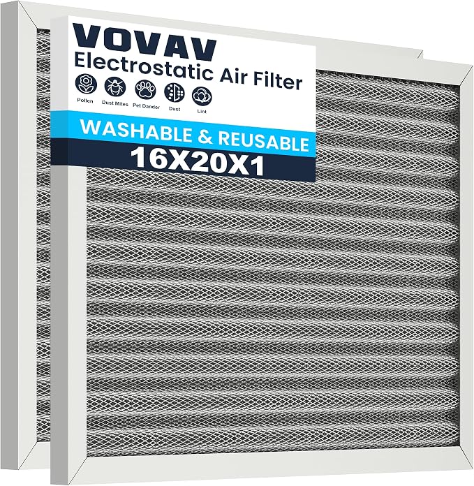 16X20X1 Air Filter-MERV 8, Washable & Reusable Electrostatic Air Filter by VOVAV