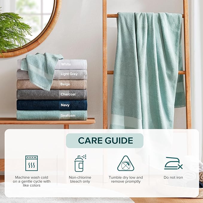 Comfort Spaces Turkish Bathroom Towel Set 6 Piece Luxury Bath Towel Set 2 Hand Towel for Bathroom 2 Washcloth 2 Large Bath Towel Sets Long Staple Soft Quick Dry Towel Set Seafoam Green