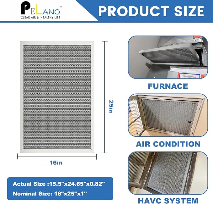 16x25x1 Reusable Air Filter, Electrostatic HVAC Air Filter, Lasts a Lifetime - Image 2