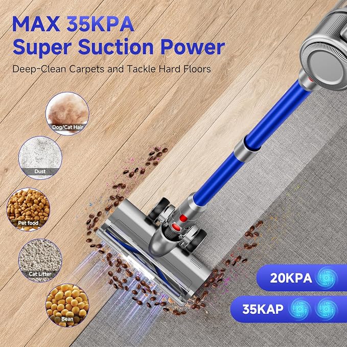 Cordless Vacuum Cleaner, 8 in 1 40Kpa 55Mins, Lightweight Vacuum Cleaners - Image 2