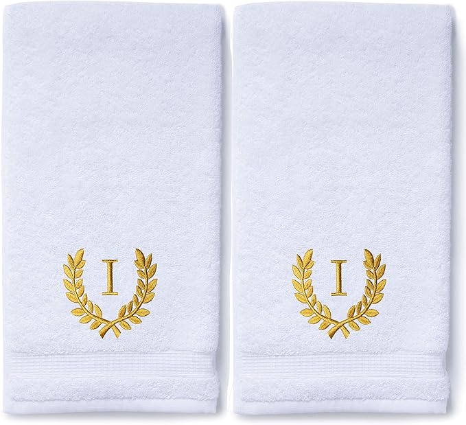 Decorative and Monogrammed Hand Towels for Bathroom Kitchen Makeup | Personalized Gift for Wedding-Bridal | Roman Font Custom Luxury Turkish Towel | Spa Collection, Oversized, 16 X 30 Inch, Set of 2