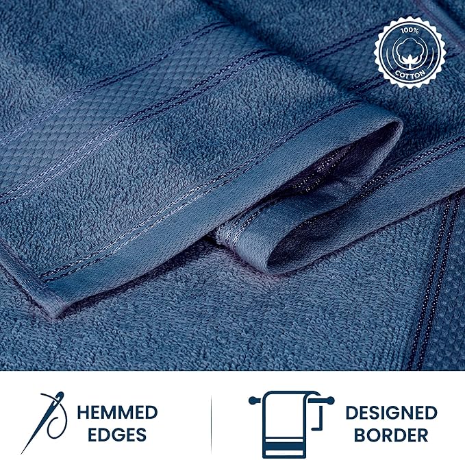 Casa Lino Face Towels & Body Wash Cloths for Showering - 100% Cotton Wash Cloths for Bathroom - Highly Absorbent & Quick Drying Washcloth Set - Cotton Washcloths 24 Pack (12" x 12") - (Cobalt Blue)