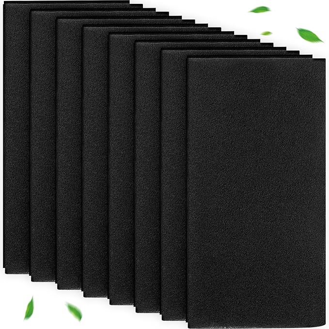 Threlaco 8 Pcs Activated Carbon Filter Cut-to-fit Carbon Filter Sheet by Threlaco