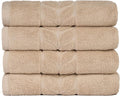 BAGNO MILANO Organic Turkish Cotton Bath Towels, Luxury Jacquard Collection, Certified Organic Highly Absorbent, Soft-Plush Towel Set (Latte, 4 Pcs Hand Towel Set)
