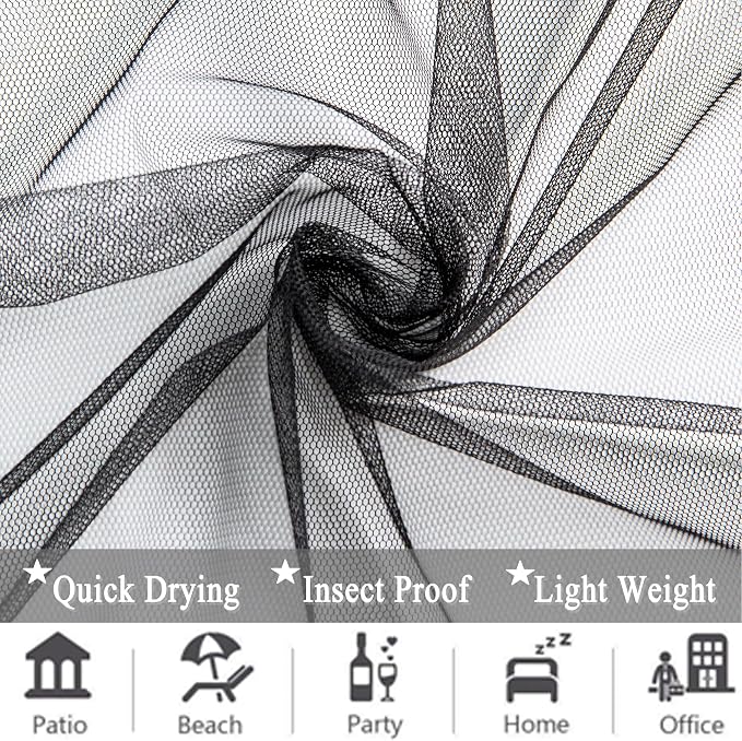 Extra Wide Outdoor Curtains Waterproof Black Voile Mesh Screen Lightweight - Image 7