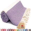 Bazaar Anatolia Turkish Beach Towel – 100% Cotton, Quick Dry, Sand Free Towel for Bathroom, Camping, Travel – Oversized 71x39 Inches – Diamond Purple