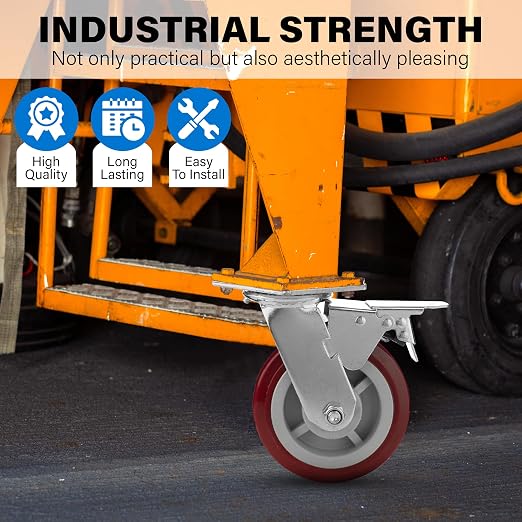 6 Inch Caster Wheels Heavy Duty Casters Set of 4 Lockable Cart Wheels - Image 6
