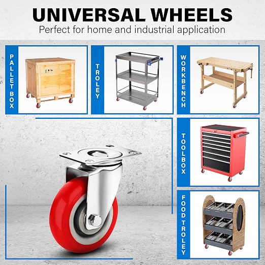 4 Inch Heavy Duty Casters Set of 4, Scratch Resistant & 360 Degree Rotatable - Image 6