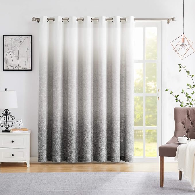 Ombre Light Filtering Door Curtain 100" Extra Wide Gradient Print on Rayon by CentralPark