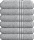 BOUTIQUO Ultra Soft Cotton 6 -Piece Hand Towel Set 16x24 Inch, Ideal for use in Bathroom, Kitchen, Gym, Spa & General Cleaning, Compact & Lightweight Multi Purpose Hand Towels - Light Grey