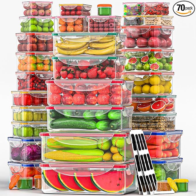 70 Pcs Large Food Storage Containers by RockBerry