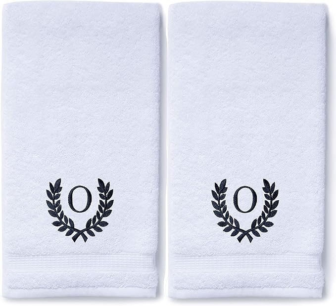 Decorative and Monogrammed Hand Towels for Bathroom Kitchen Makeup | Personalized Gift for Wedding-Bridal | Roman Font Custom Luxury Turkish Towel | Spa Collection, Oversized, 16 X 30 Inch, Set of 2