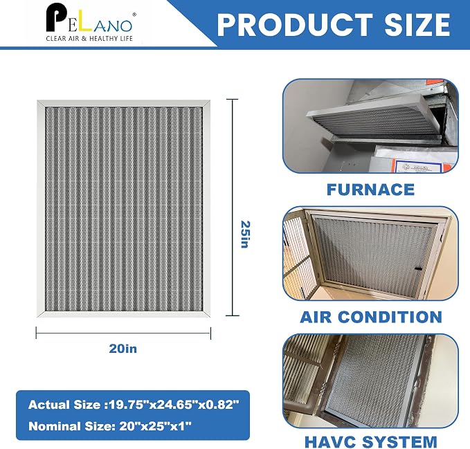 20x25x1 Reusable Air Filter, Electrostatic HVAC Air Filter, Lasts a Lifetime - Image 2