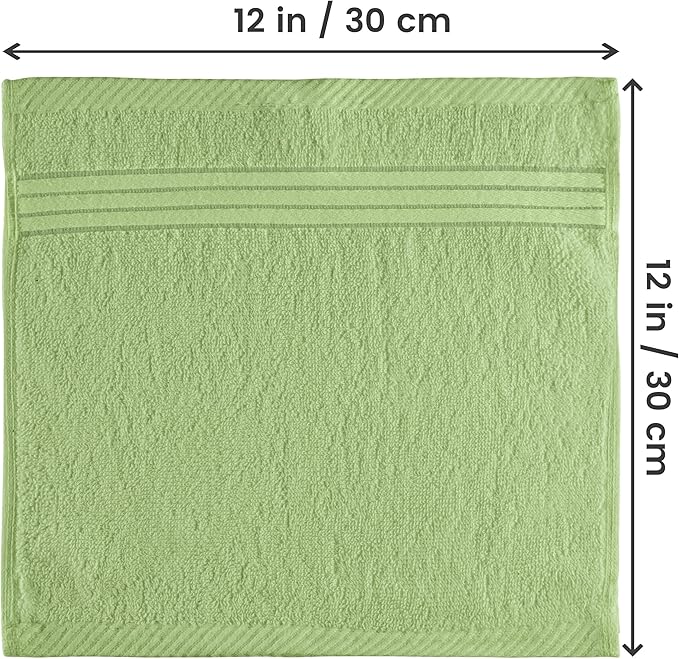 Utopia Towels 12 Pack Premium Wash Cloths Set, 12 by 12 Inches, 100% Cotton Ring Spun, Highly Absorbent and Soft Feel Washcloths for Bathroom, Spa, Gym, and Face, Sage Green