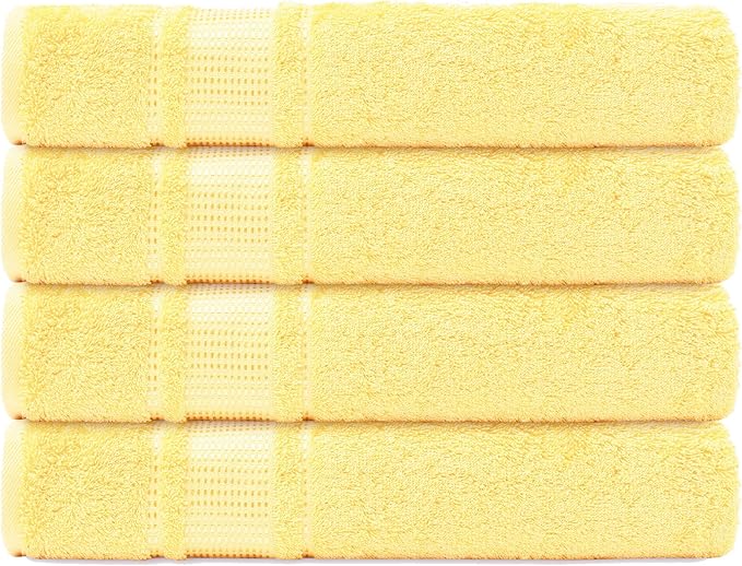 Melissa Linen, Fingertip Towels 4 Pack, 100% Turkish Cotton, Small Hand Towels for Body and Face, 12 x 18 in, Super Soft, Absorb Water, Quick Dry, (Light Yellow Fingertip Towels)
