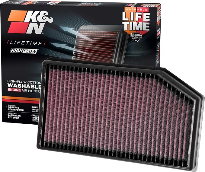 K&N High-Flow Original Lifetime Engine Air Filter: Increase Power: Premium by KNEngineeringInc