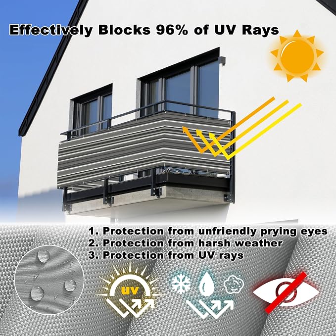 Fence Privacy Screen 2.8' x 19.7' UV Protection Weather-Resistant Patio Privacy - Image 4