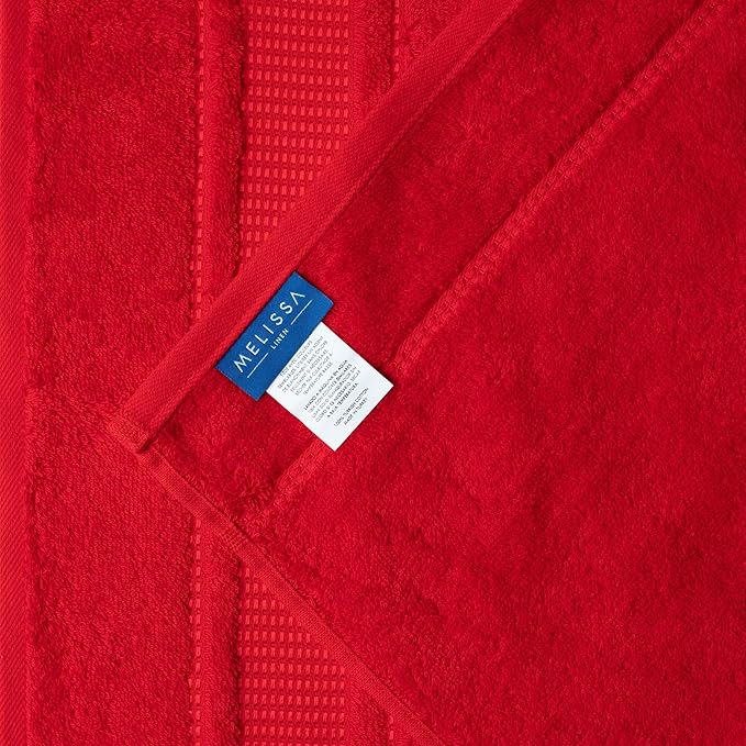 Melissa Linen, 2 Piece Hand Towel Set, 100% Turkish Cotton Face Hand Towels for Bathroom, 20 in x 35 in, Absorbent, Quick Dry, Durable and Soft, Spa and Hotel Quality, Red