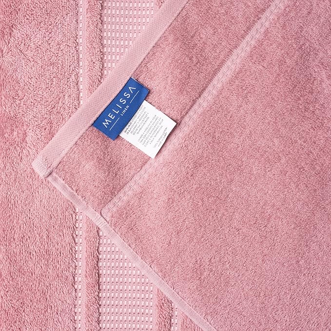 Melissa Linen, Fingertip Towels 4 Pack, 100% Turkish Cotton, Small Hand Towels for Body and Face, 12 x 18 in, Soft and Absorbent, Quick Dry, (Pink Fingertip Hand Towels)