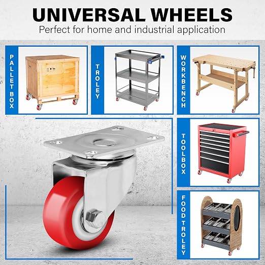 2.5 Inch Caster Wheels Heavy Duty Casters Set of 4 Lockable Cart Wheels - Image 7