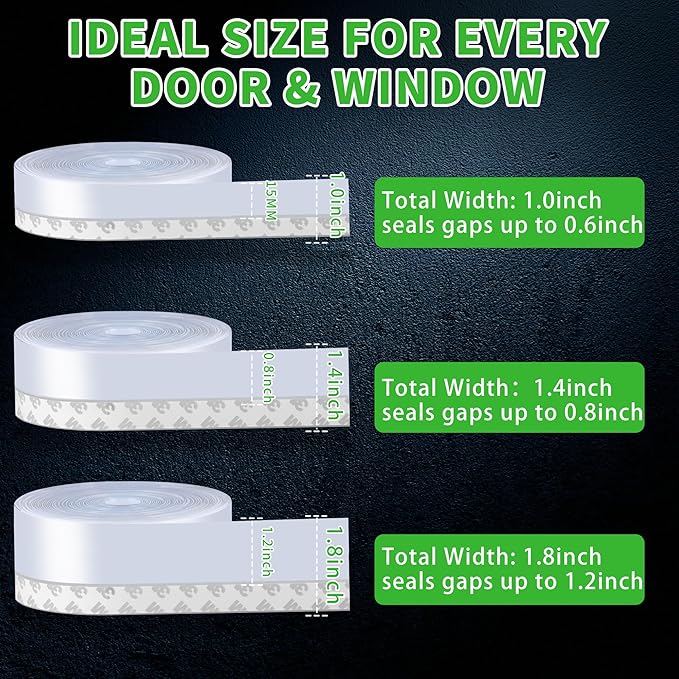 1.0in Brown Weather Stripping Door Seal – Flexible Silicone, Strong Adhesive, Seals Small Gaps for Winter Cold Draft and Wind Protection