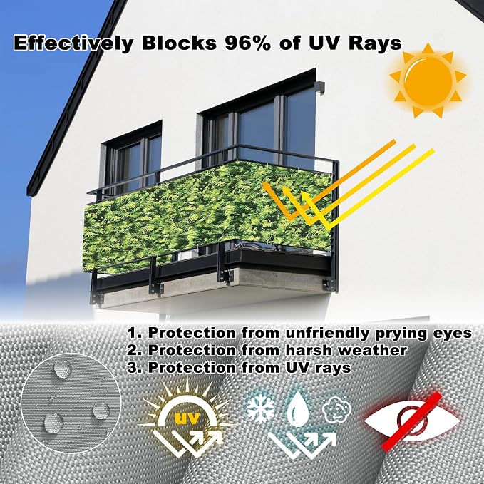 Balcony Privacy Screen 3' x 6.6' Privacy Protection Weatherproof Privacy Fence - Image 4