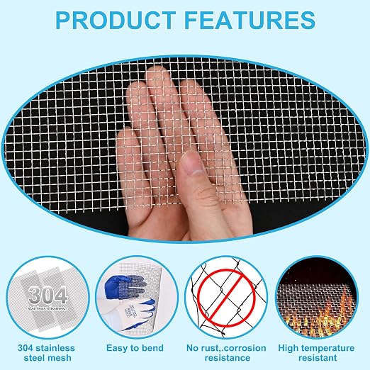 8 Pcs 13x9 5 Mesh 304 Stainless Steel Wire Mesh Sheet, Rustproof Metal Mesh - Image 5