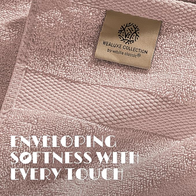 White Classic Pink Hand Towels for Bathroom [6 Pack] Cotton Hand Towel Bulk for Gym, Kitchen and Spa, 16x27 Inches Soft Highly Absorbent Quick Dry Terry Salon Towels