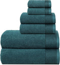 Belizzi Home 100% Cotton Ultra Soft 6 Pack Towel Set, Contains 2 Bath Towels 28x55 inchs, 2 Hand Towels 16x24 inchs & 2 Washcloths 12x12 inchs, Compact Lightweight & Highly Absorbant - Teal