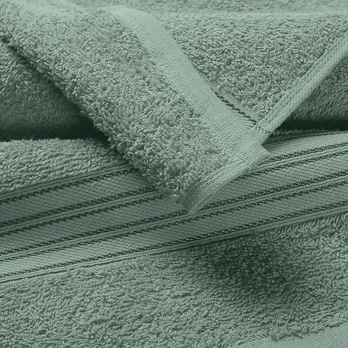 BOUTIQUO Ultra Soft Cotton 6 -Piece Hand Towel Set 16x24 Inch, Ideal for use in Bathroom, Kitchen, Gym, Spa & General Cleaning, Compact & Lightweight Multi Purpose Hand Towels - Jade