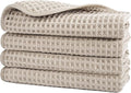 POLYTE 430 GSM Microfiber Lint Free Washcloth Face Towel, 13 x 13 in, 4 Pack (Waffle Weave)