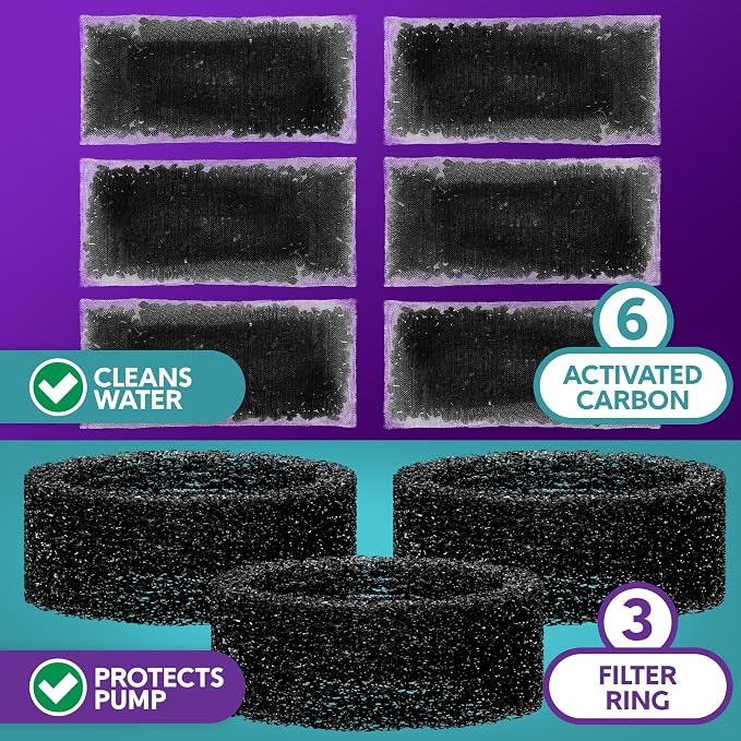 BROOK Glass Pet Fountain Filter Replacement Set – 3 Filter Rings & 6 Activated - Image 5