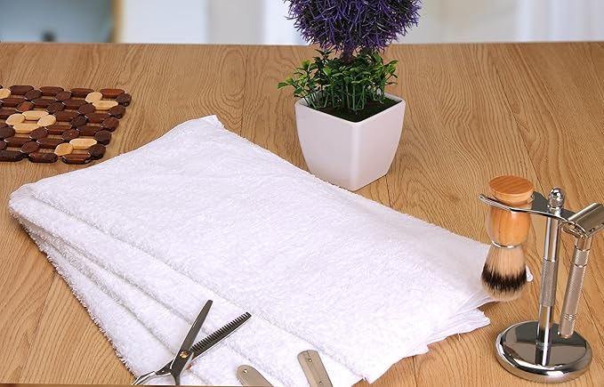 Utopia Towels, Salon Towel, Pack of 24, 16 by 27 Inches, Highly Absorbent Cotton Towels for Hand, Gym, Beauty, Spa, and Home Hair Care, White