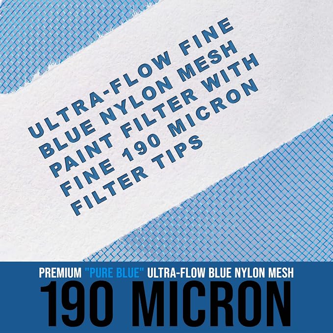 TCP Global - 190 Micron Filter Tips Ultra-Fine Paint Strainer - Pure Blue Nylon - Image 3