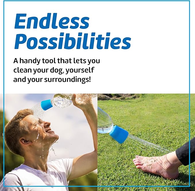 Impresa Water Bottle Attachment Shower Sprinkler Cap - Blue Silicone, 2-Pack, Fits 16oz-2L - Water Bottle Rinse Cap for Sand & Dirt Removal - for Camping & Hiking